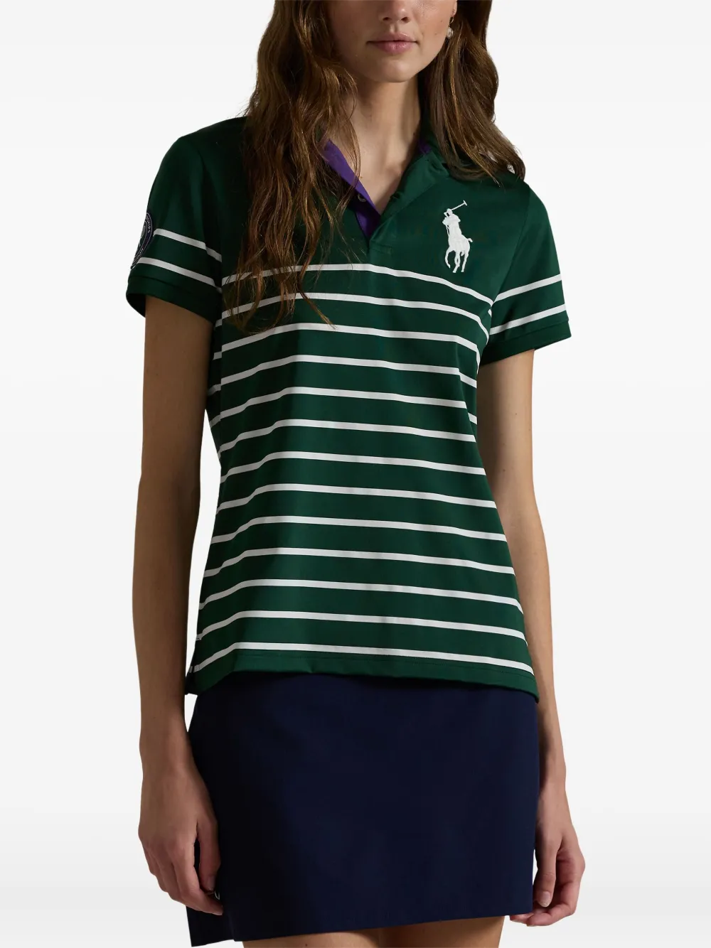 Полосатая рубашка-поло POLO RALPH LAUREN, зеленый — фото 3