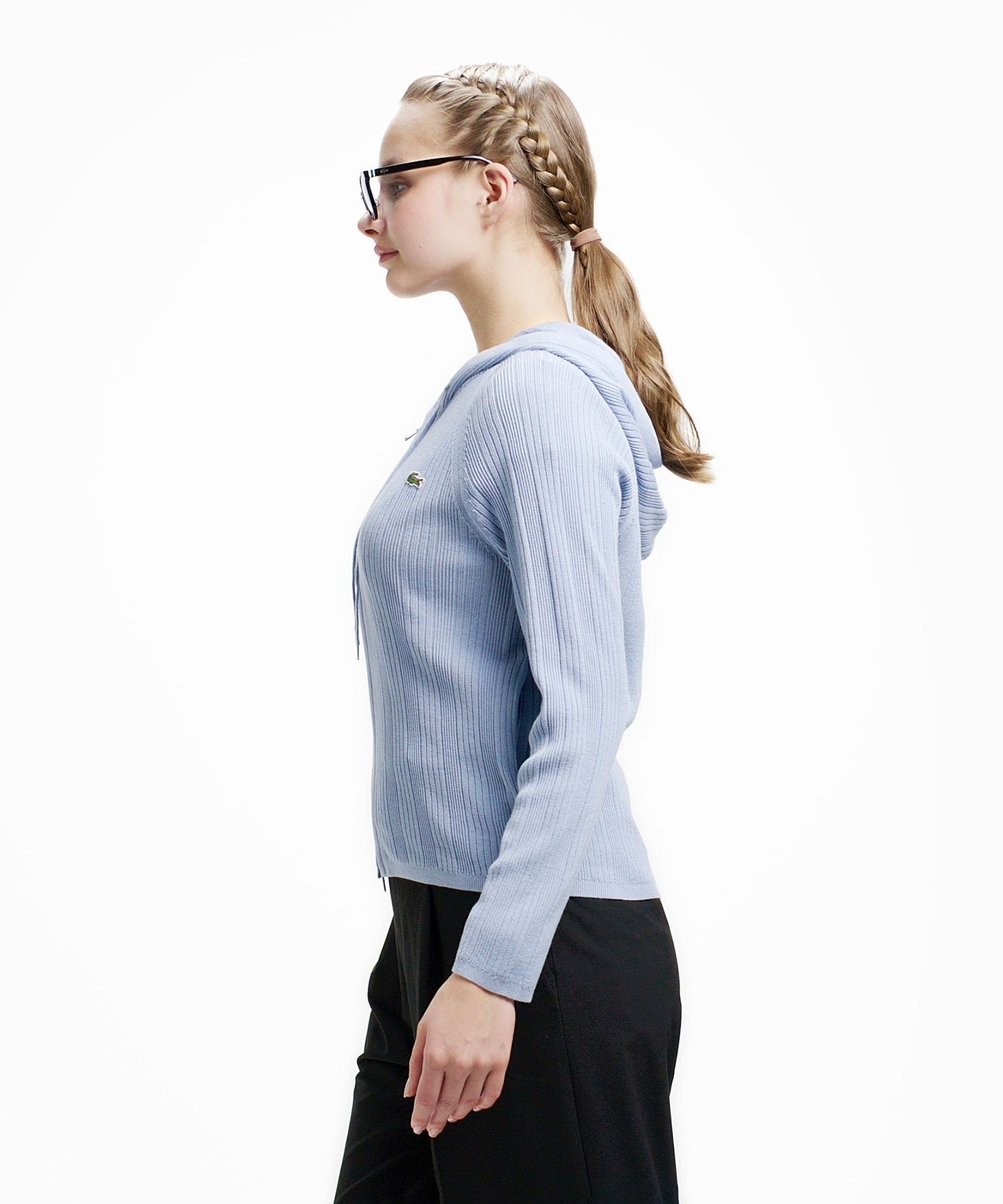Худи LACOSTE с молнией Light blue — фото 3