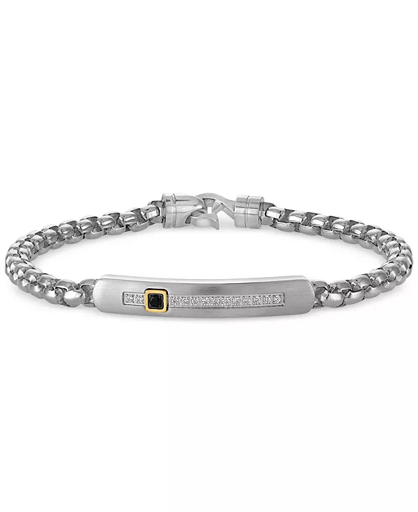 

Браслет с белыми и черными бриллиантами (1/6 карата) из нержавеющей стали Macy'S, steel