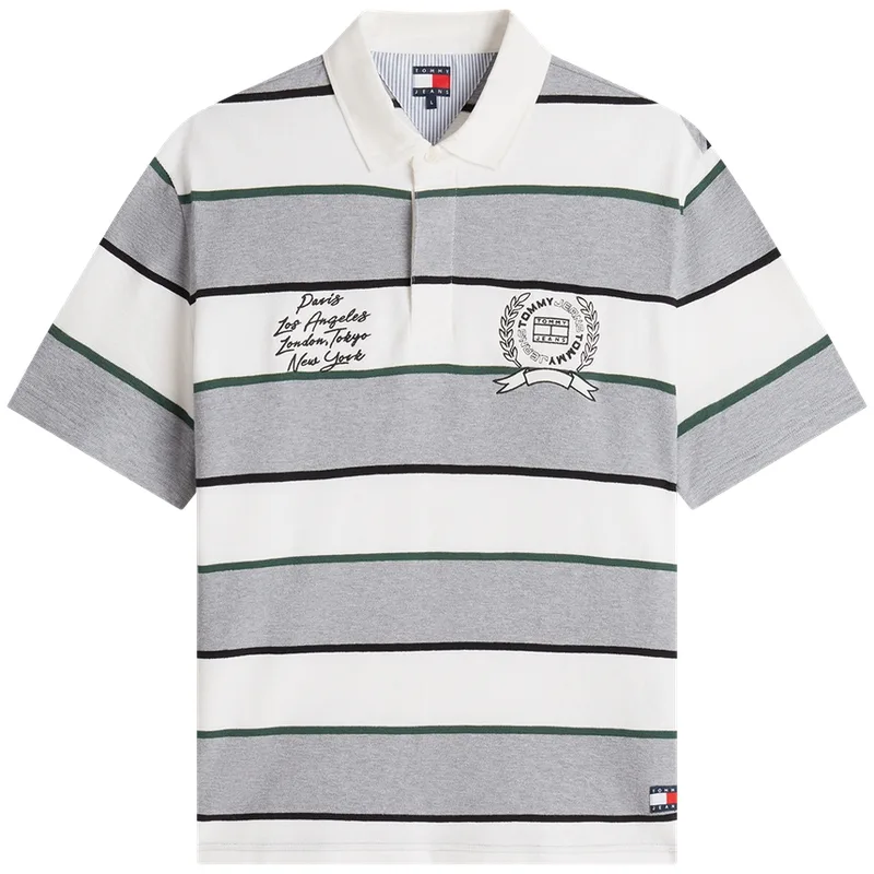 Поло для мужчин Tommy Hilfiger, серый белый stripes pattern q13