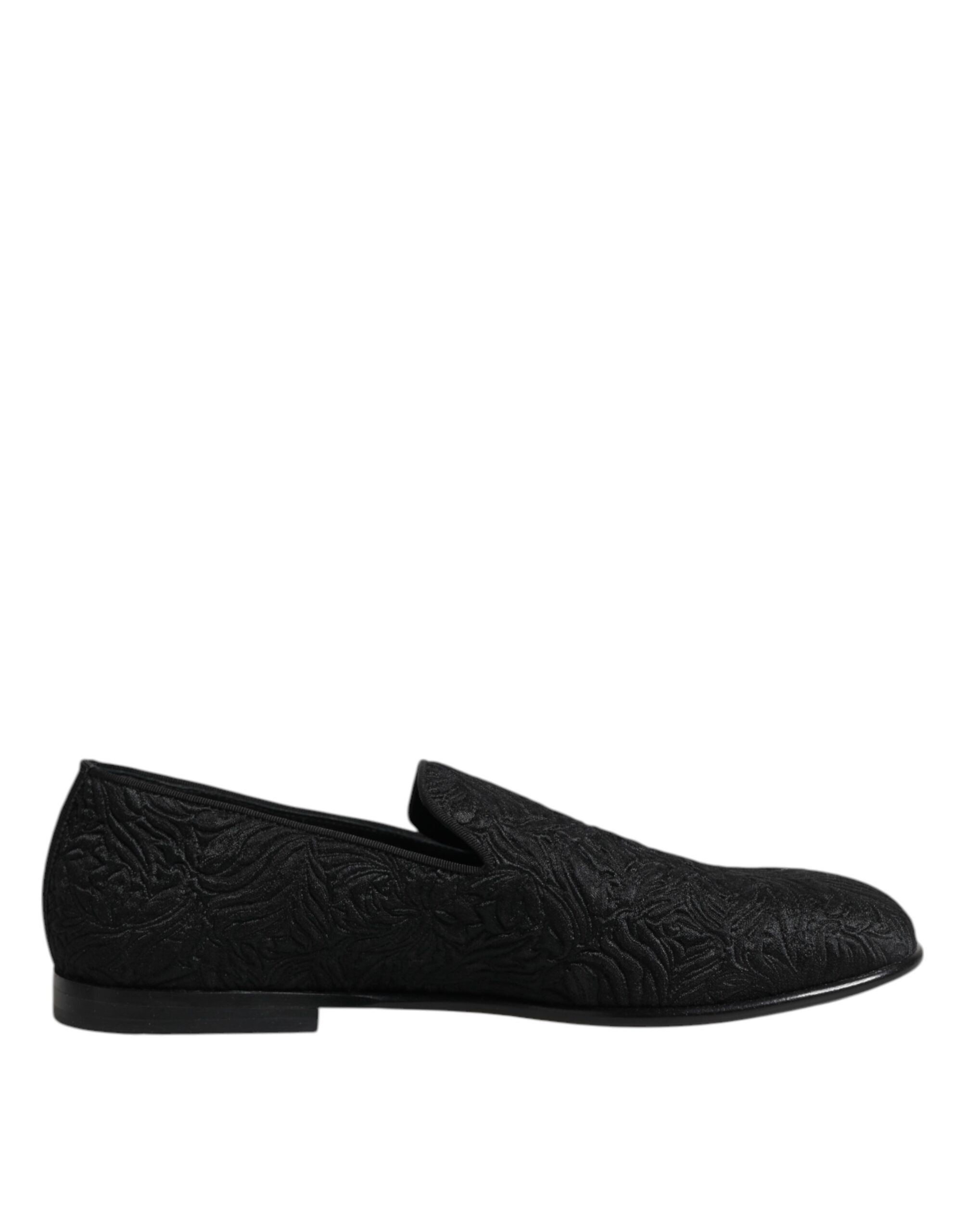 Черные жаккардовые туфли-лоферы Slip On, формальная обувь Dolce & Gabbana, Black