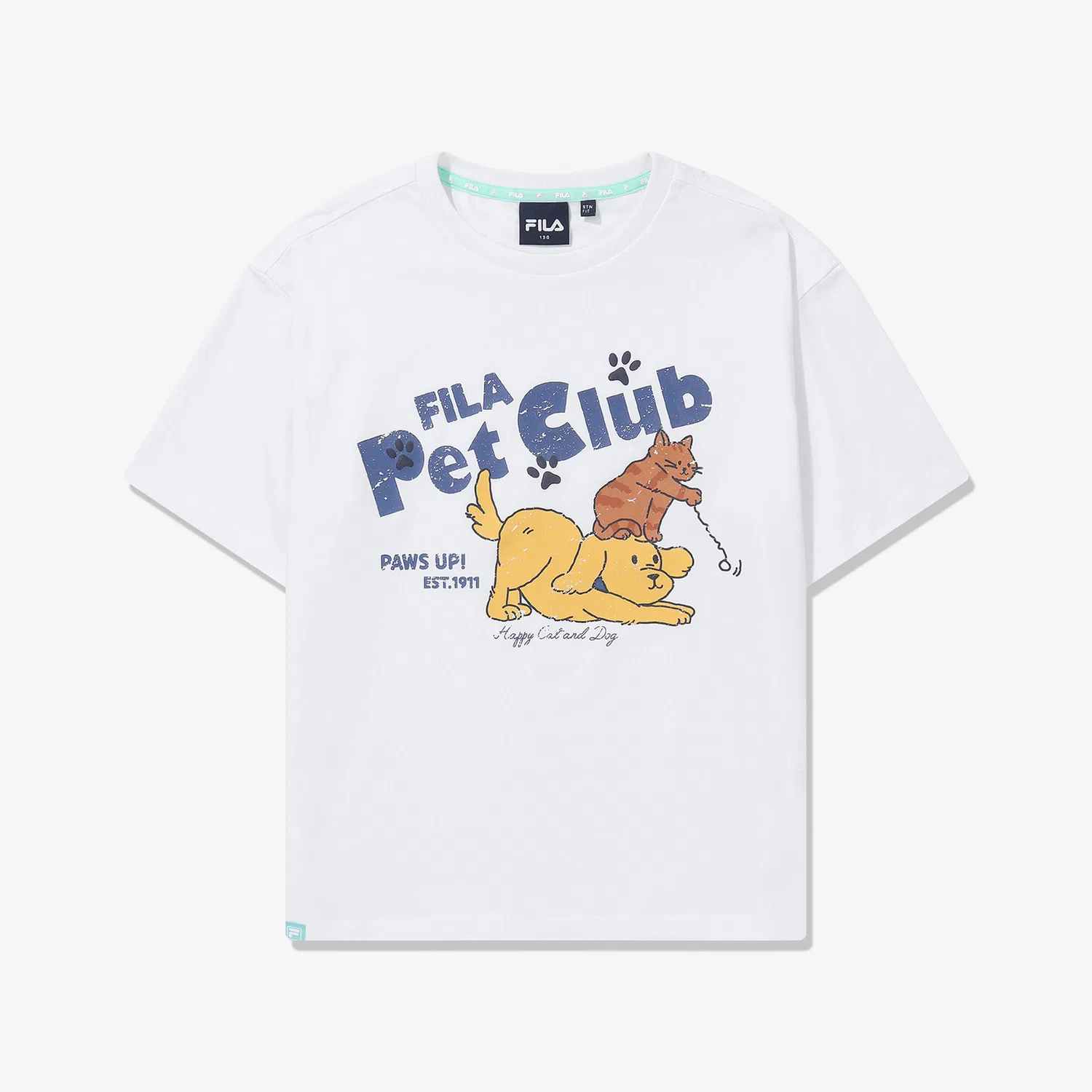 Детская футболка Pet Club с коротким рукавом белая от Fila Kids