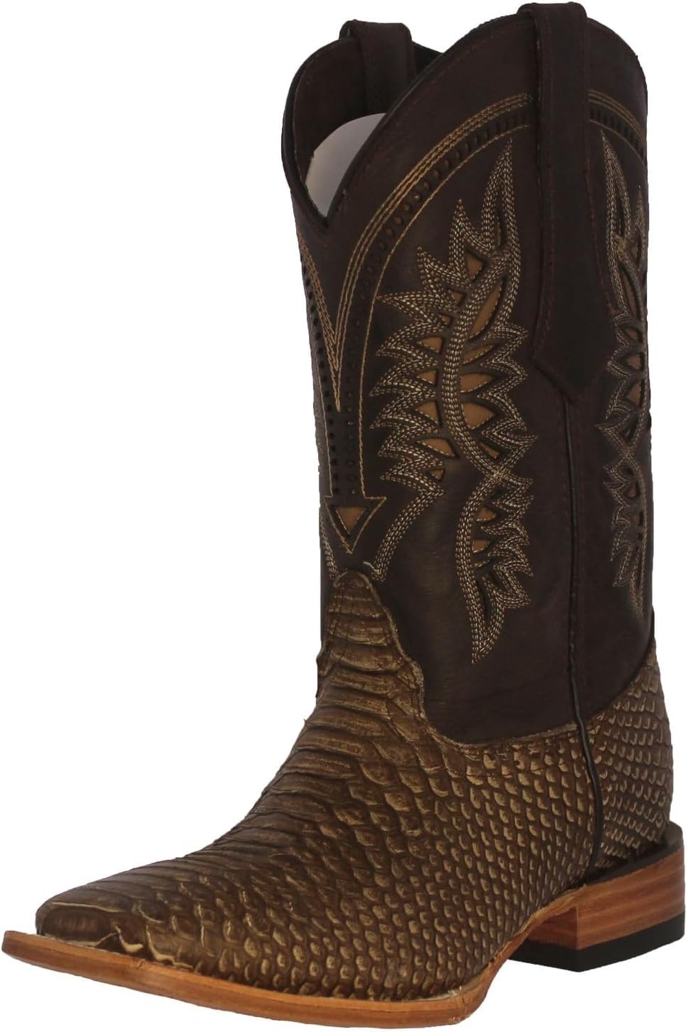 

Мужские ковбойские сапоги Texas Legacy в стиле рустик, песочные, из западной кожи с принтом змеи, квадратный носок, Rustic Sand