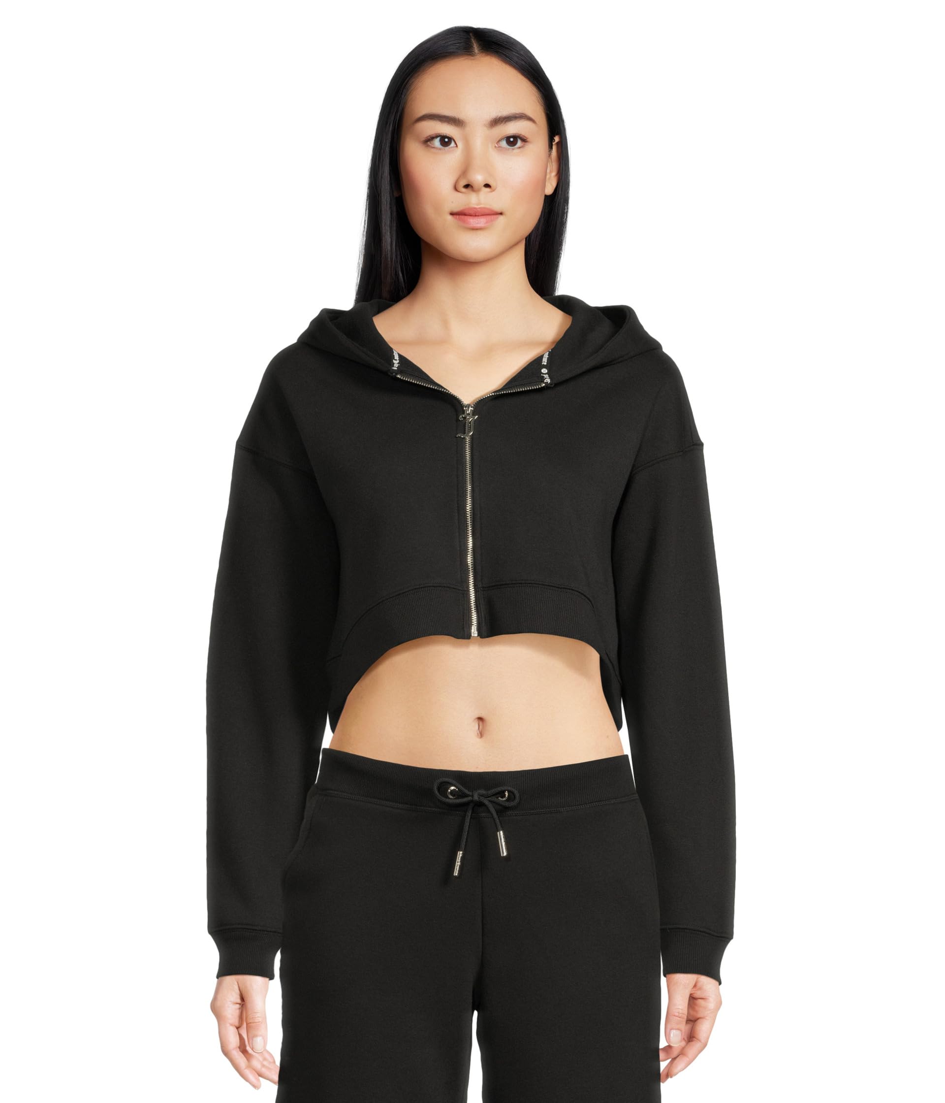 

Худи Juicy Couture Cropped Zip Front Hoodie, цвет Liquorice