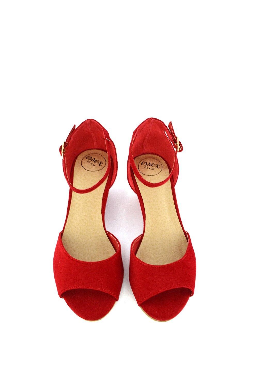 

Босоножки на средней танкетке 'Lottie' Peeptoe XY London, красный