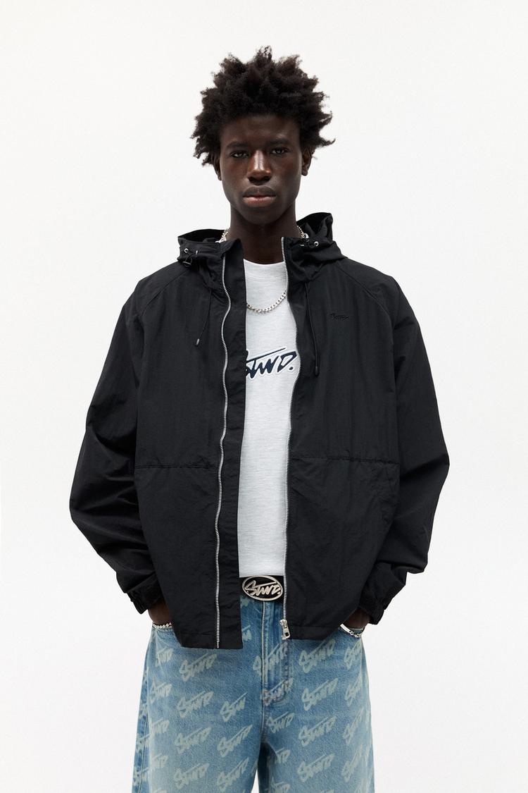 

Легкий плащ с капюшоном Pull And Bear, черный