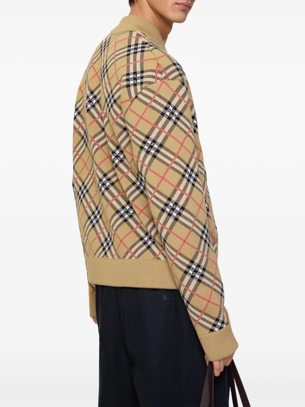Кардиган Burberry на молнии, клетчатый, бежевый — фото 3