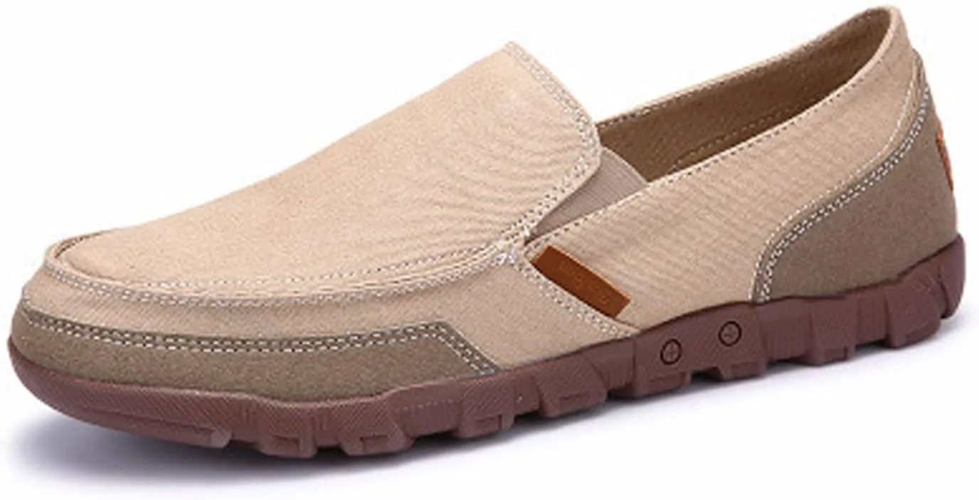 

Мужские легкие мокасины из холщовой ткани, удобные слипоны, повседневная модная обувь для прогулок с нескользящей подошвой EFTCAL, хаки