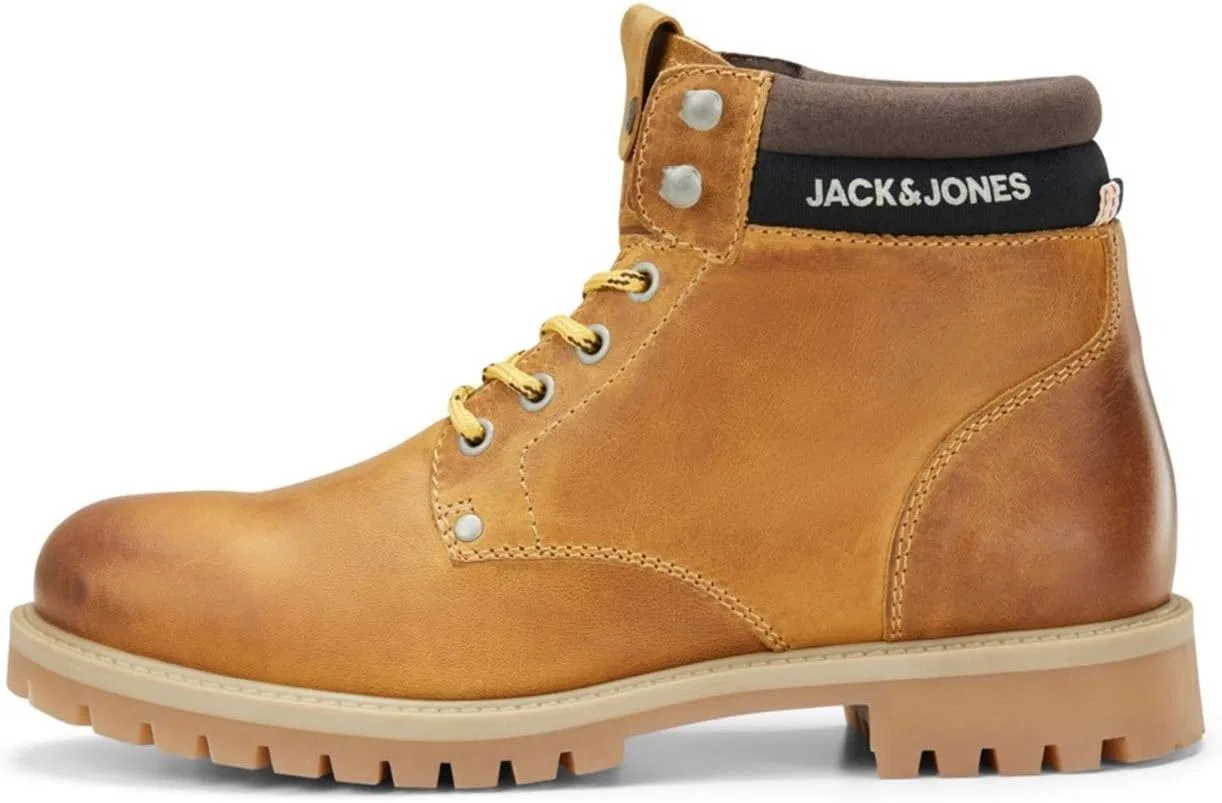 Мужские кожаные классические ботинки Jack & Jones Jfwstatton медового цвета, размер 41 EU, Yellow Honey Honey