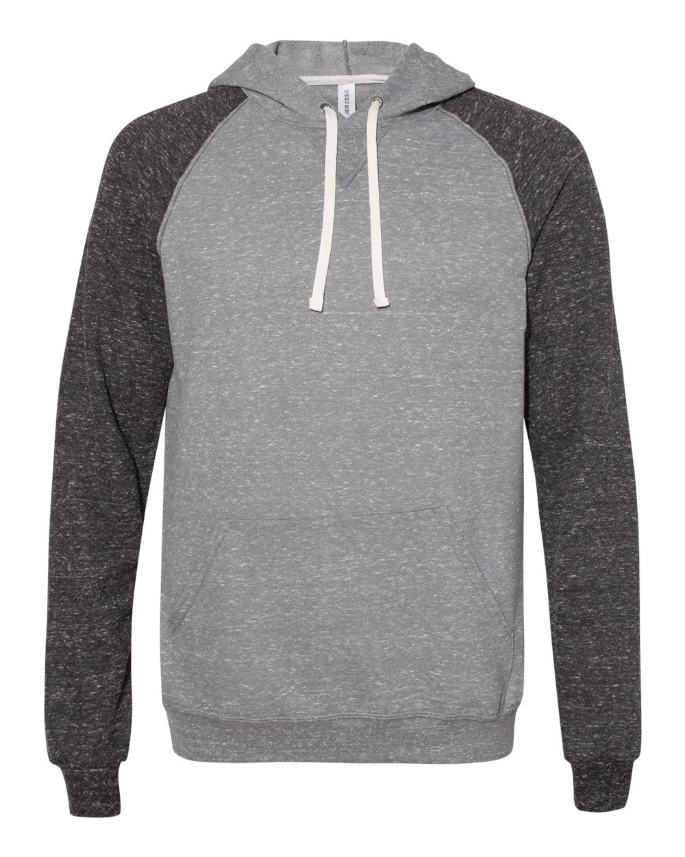 

Мужская толстовка с капюшоном Snow Heather French Terry Raglan JERZEES, цвет charcoal/ black ink