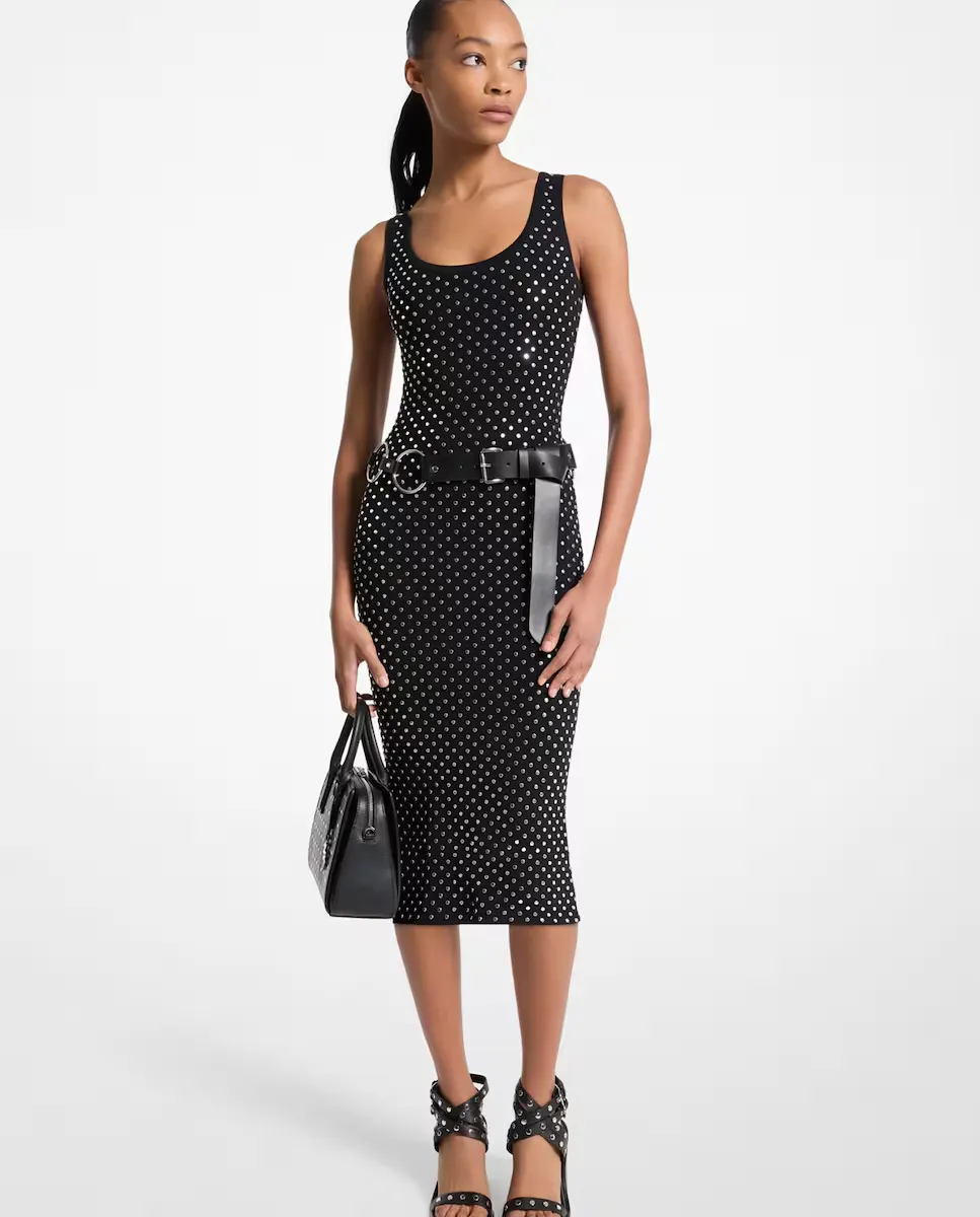 

Зауженное платье миди на заклепках Michael Michael Kors, чёрный