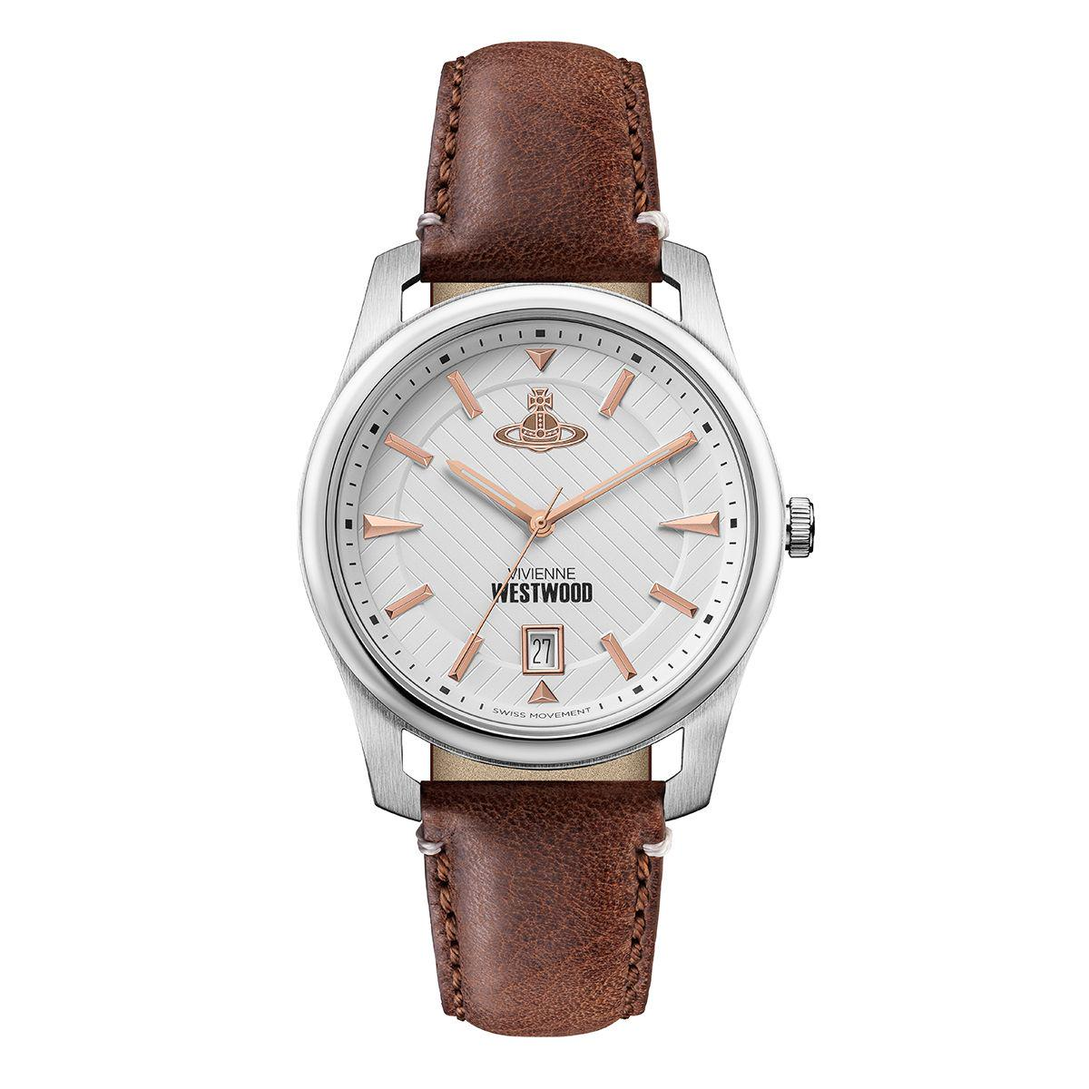 

Vivienne Westwood Часы Wrist Watch Quartz Movement Genuine Leather Strap 40mm White Dial Men's Watch