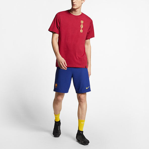 Футболка Men's Nike Barcelona Element Alphabet Printing Pure Cotton Round Neck Short Sleeve Red T-Shirt, мультиколор — фото 4