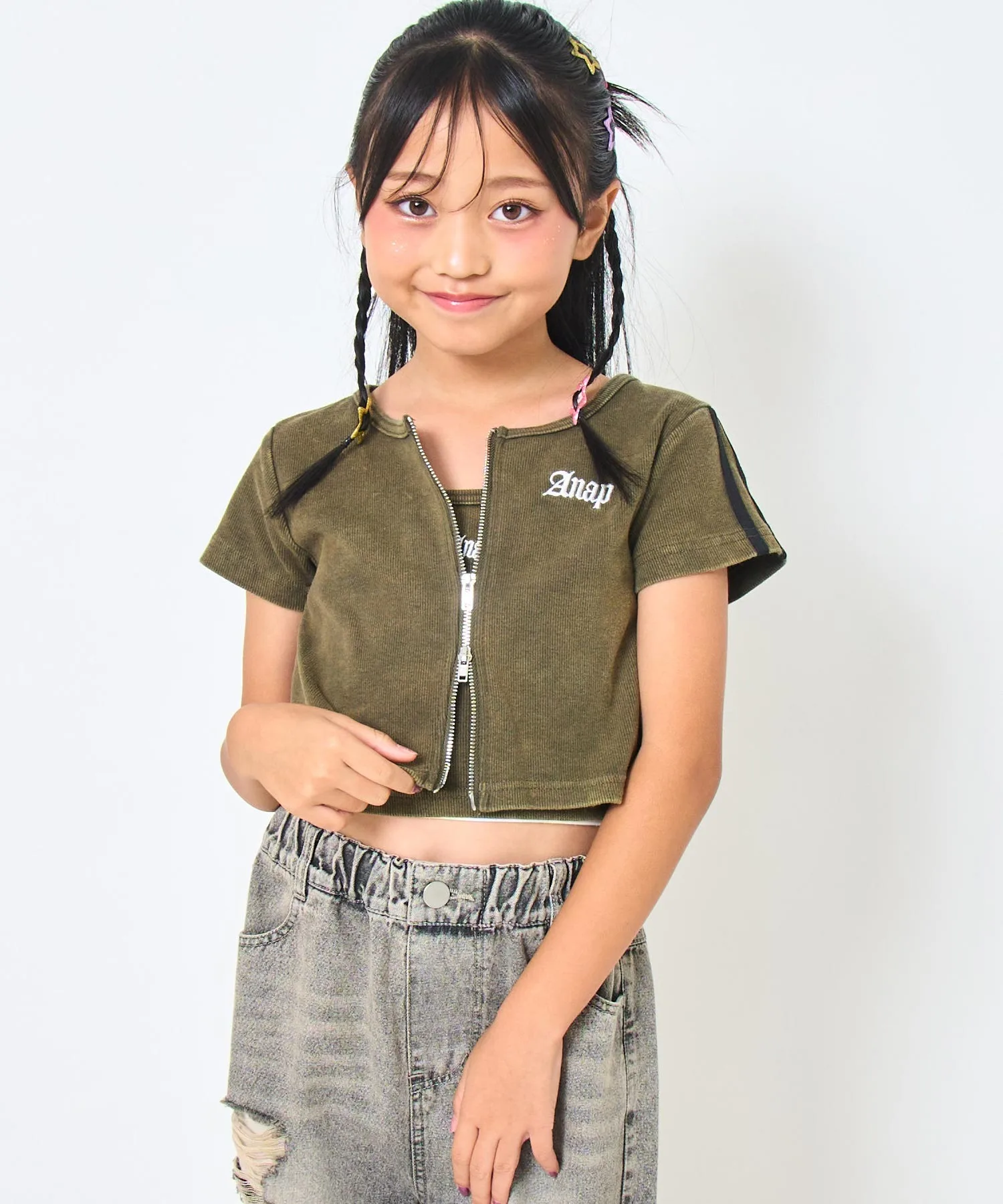 Детский топ с двойной молнией и камисолом ANAP kids SET камуфляжный