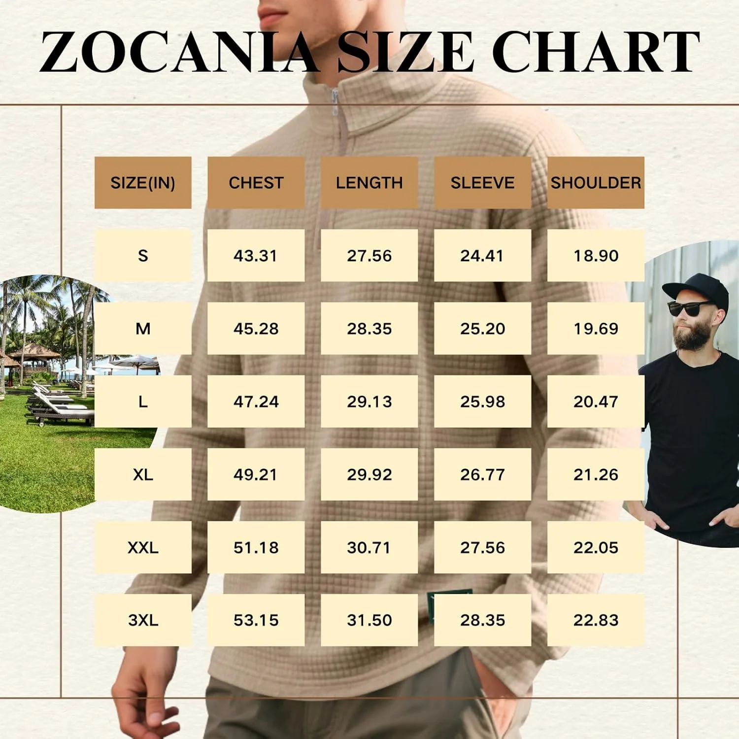 

ZOCANIA мужская толстовка Quarter Zip Jacquard с воротником стойкой и длинными рукавами