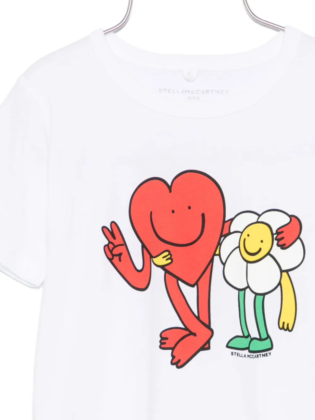 Футболка Stella McCartney Kids с принтом в виде сердца и цветов, белый — фото 3
