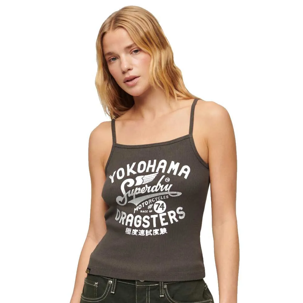 

Футболка Superdry Retro Rocker Graphic Rib Cami, коричневый