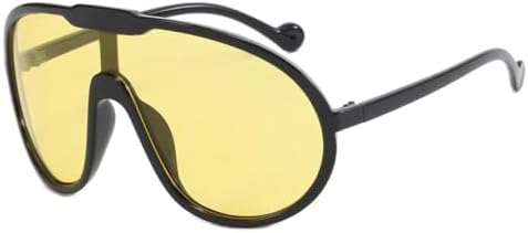 

Винтажные солнцезащитные очки большого размера для женщин и мужчин, модные цельные солнцезащитные очки в крупной оправе, ветрозащитные солнцезащитные очки MTZJH, Black Yellow