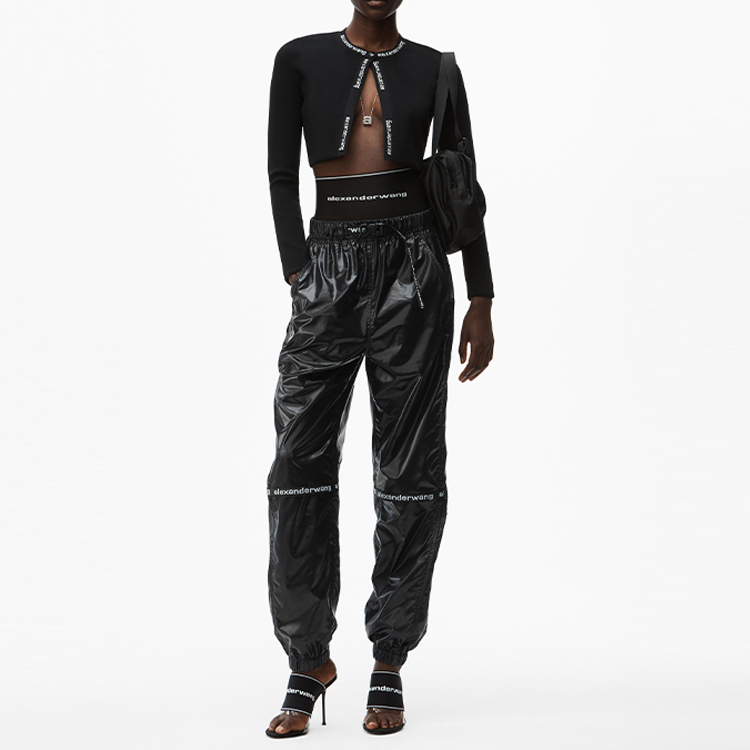 Жаккардовый кардиган с логотипом Alexander Wang, черный — фото 3