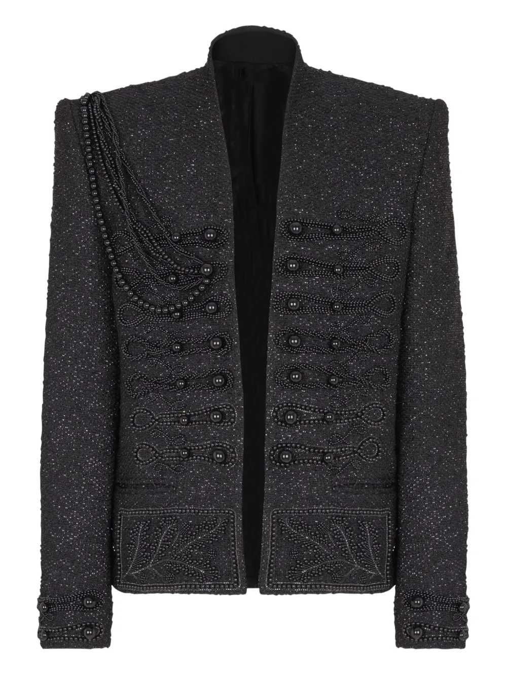 

Твидовый жакет с бисером BALMAIN, черный