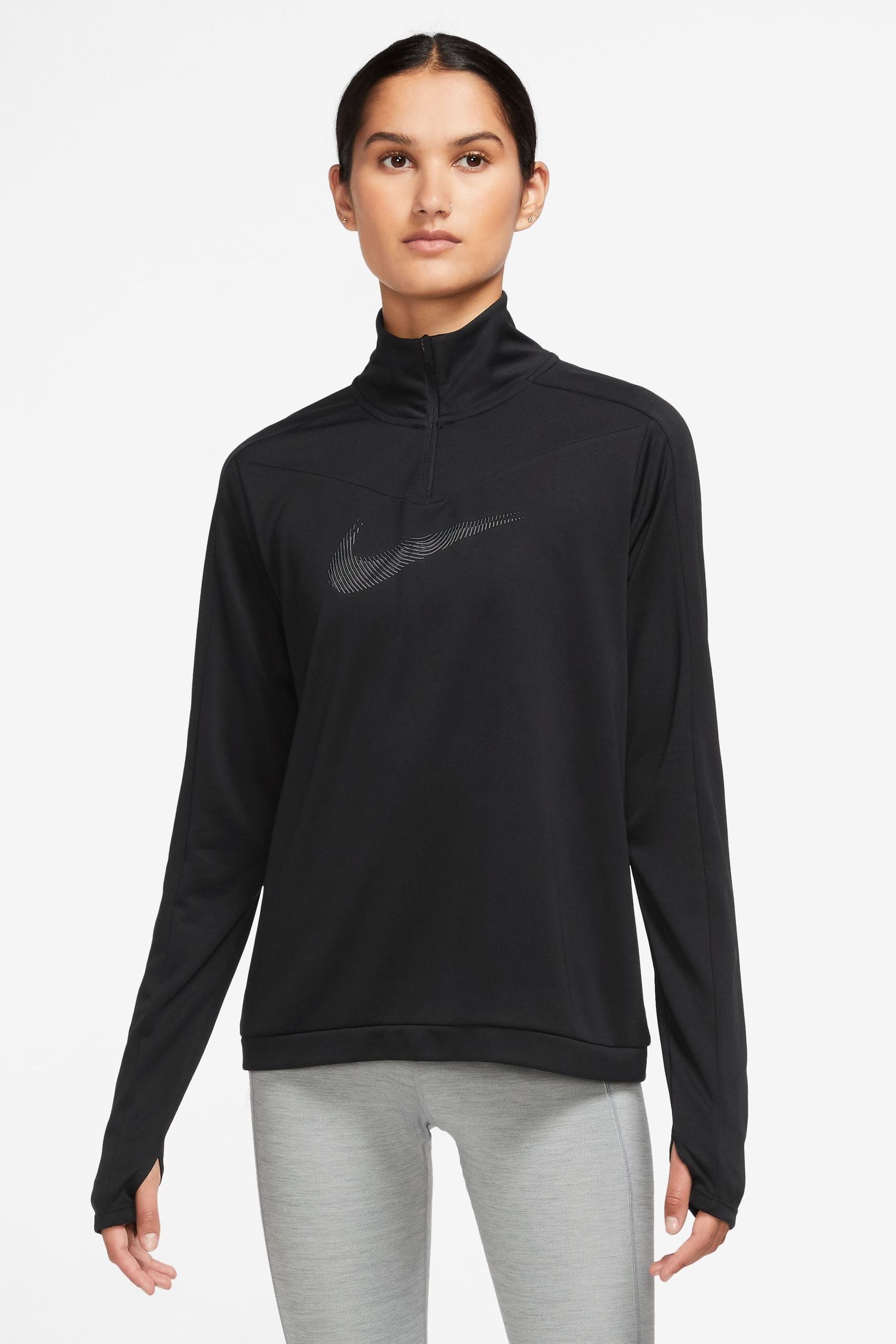 

Топ Dri-FIT Swoosh с молнией 1/2 Nike, черный