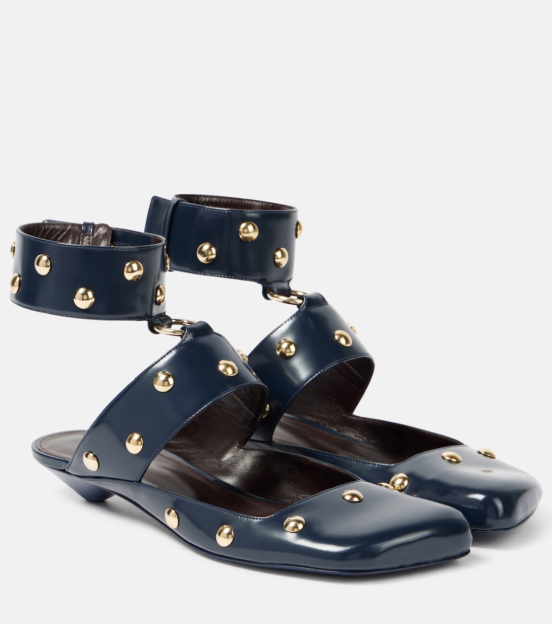 Сандалии из кожи с нефритовыми заклепками Chloé, Evening Blue