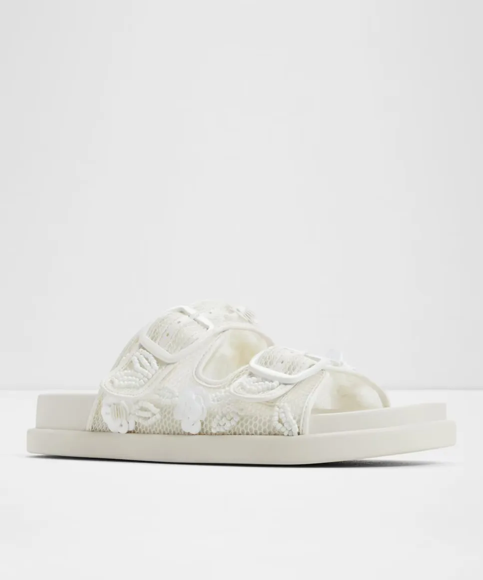 Женские сандалии на плоской подошве с круглым носком Aldo, белый — фото 4