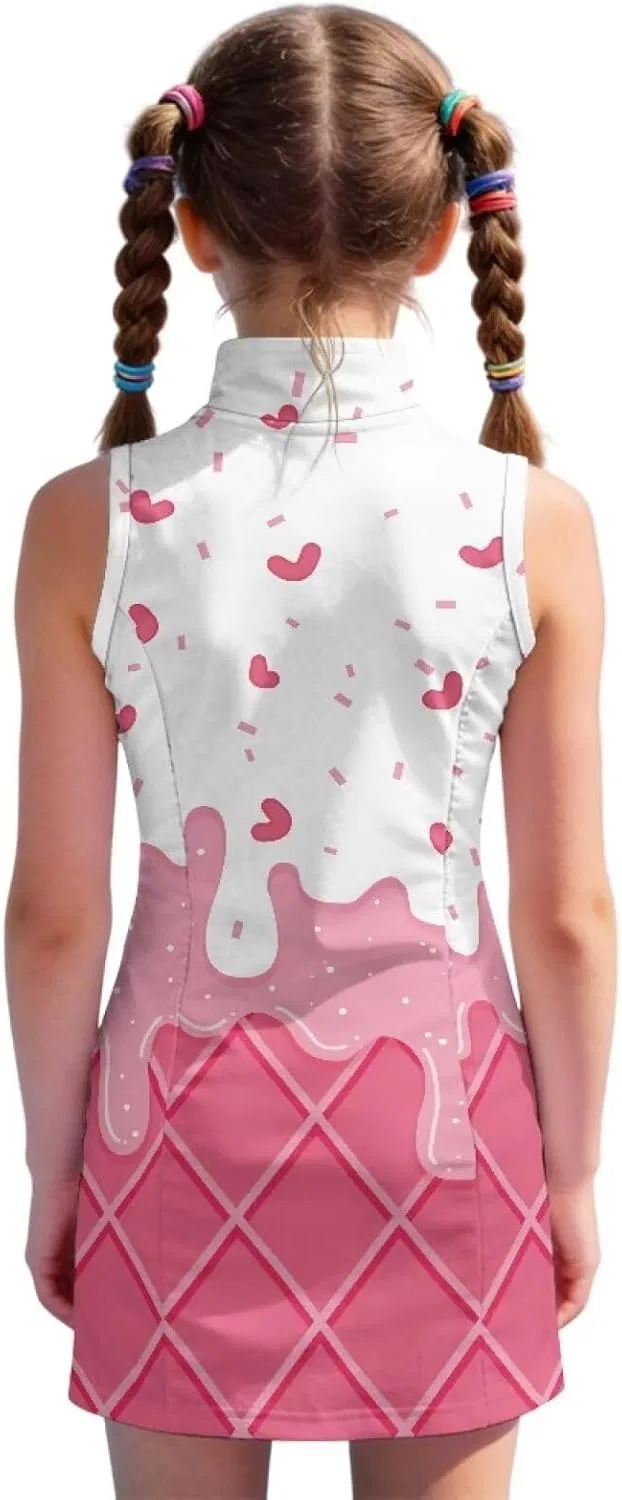 Платье для тенниса и пиклбола с принтом, Quxjehoe, Ice Cream Waffle Print — фото 2