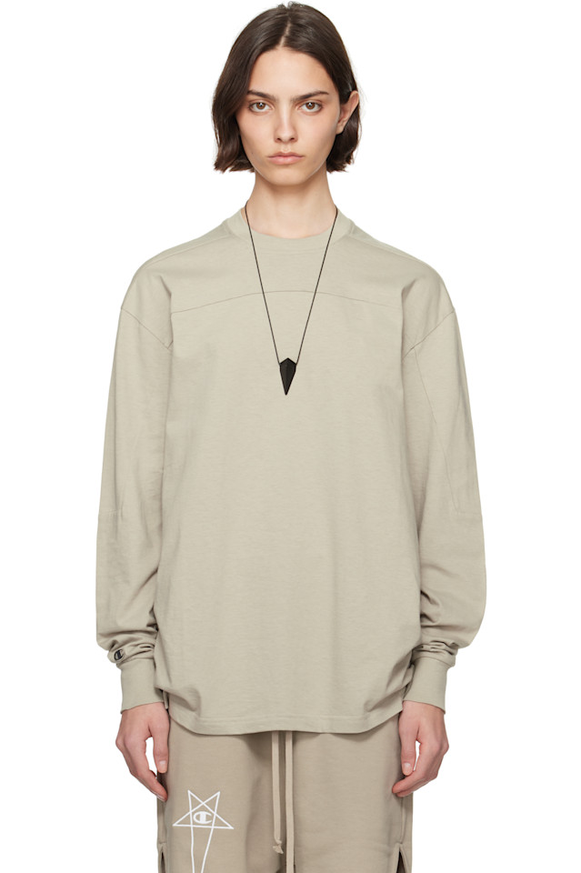 

Чемпионская футболка с ребрами жесткости Rick Owens, цвет pearl