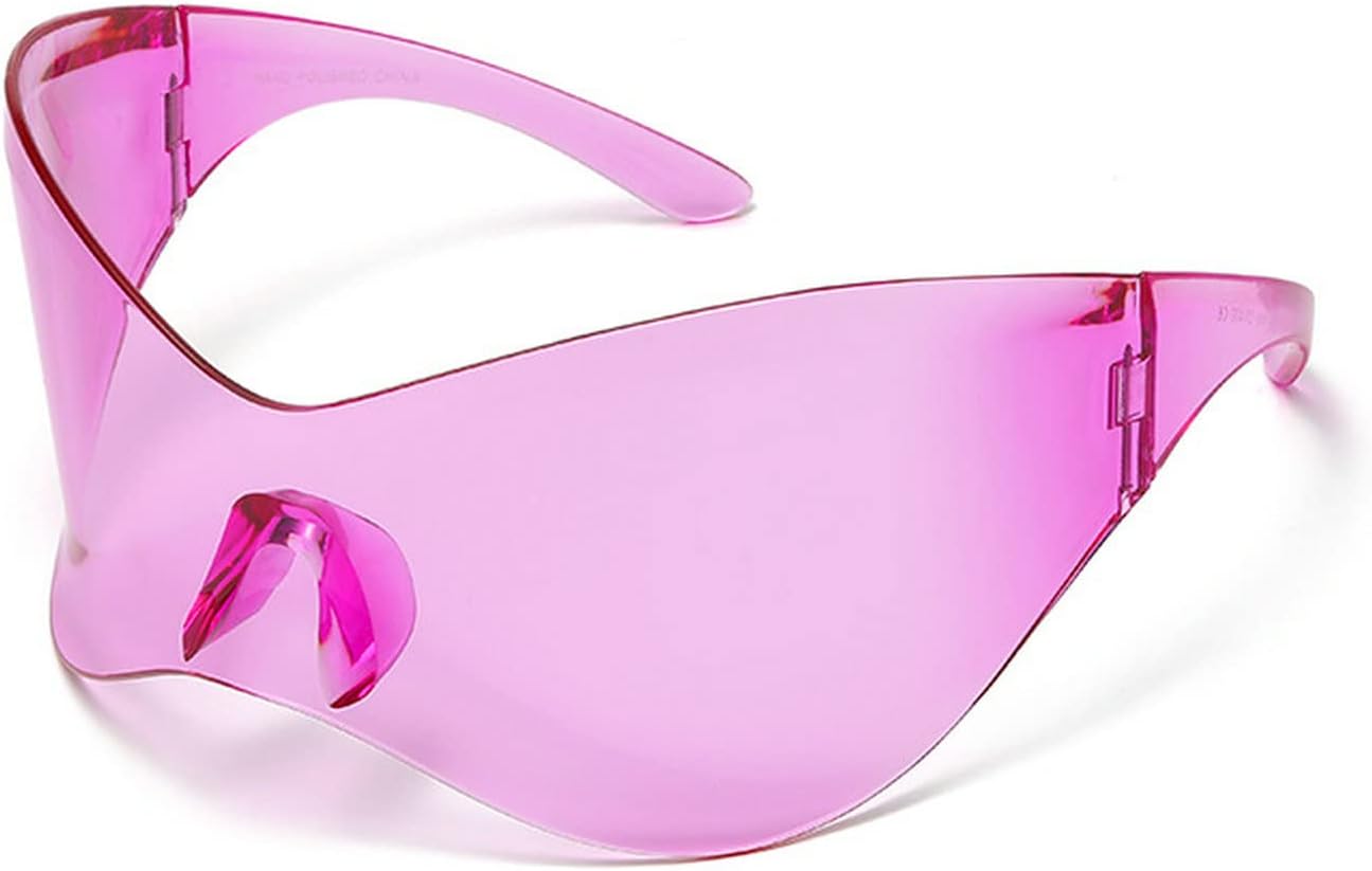 

Laureles — большие цельные солнцезащитные очки без оправы для женщин, в стиле Y2K, для занятий спортом на открытом воздухе, для мужчин — панк-очки для вождения, Purple