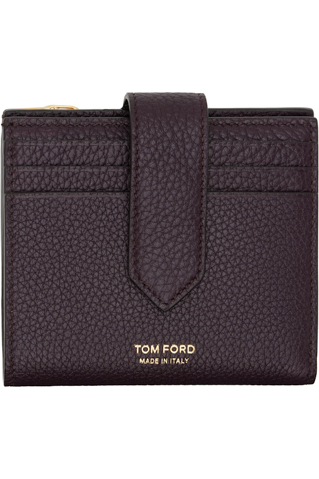 

Tom Ford Кошелек из мягкой зернистой кожи бордового цвета с застежкой-кнопкой