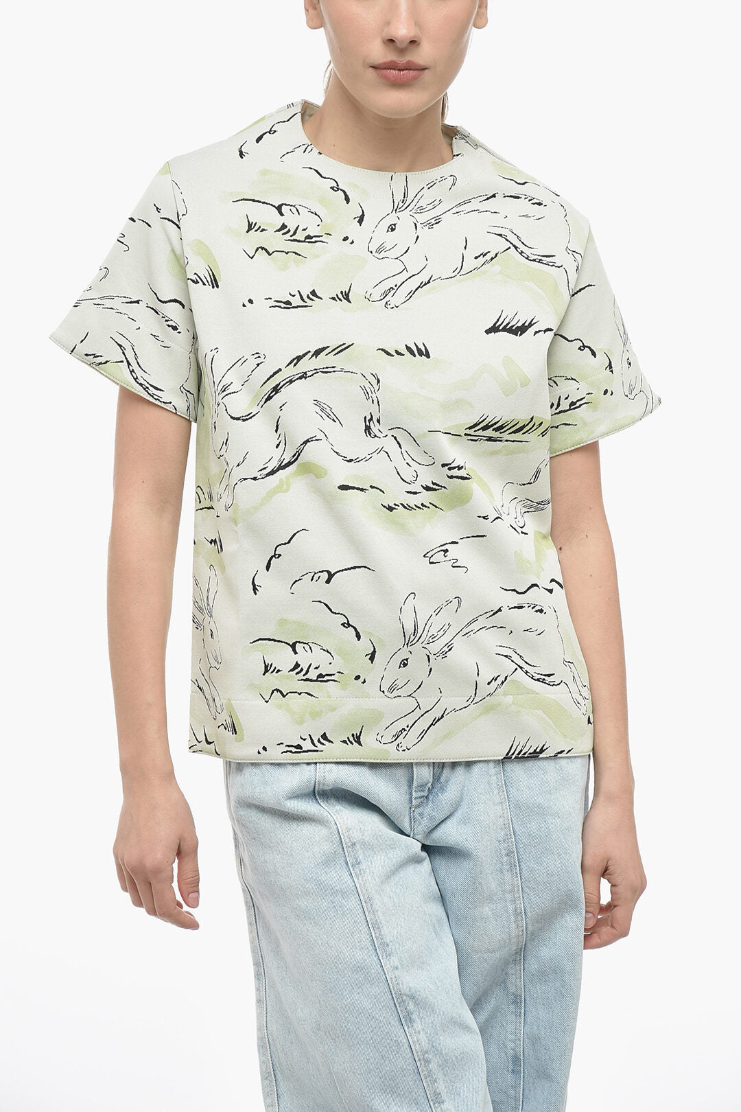 

Футболка Jil Sander Jacquard Jersey RABBIT с молнией на плече, зеленый