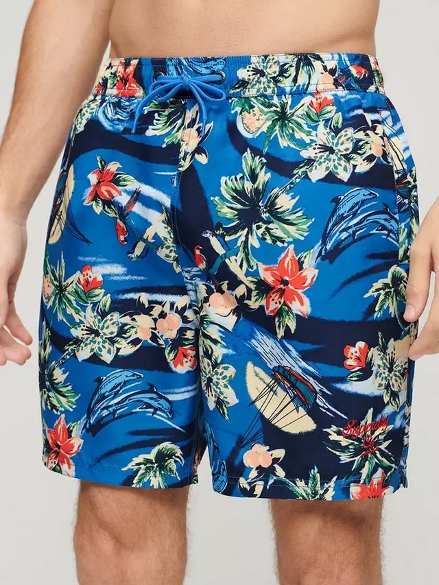 

Шорты для плавания Superdry Hawaiian Print 17", цвет dolphin ocean blue/multi