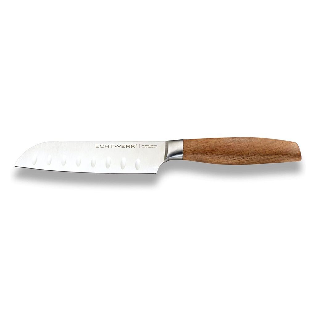 

Нож Echtwerk Classic Edition Santoku, нож Santoku, поварской нож, кухонный нож, сталь/палисандр, серебро/коричневый, 15,3 см, EW-SM-0325