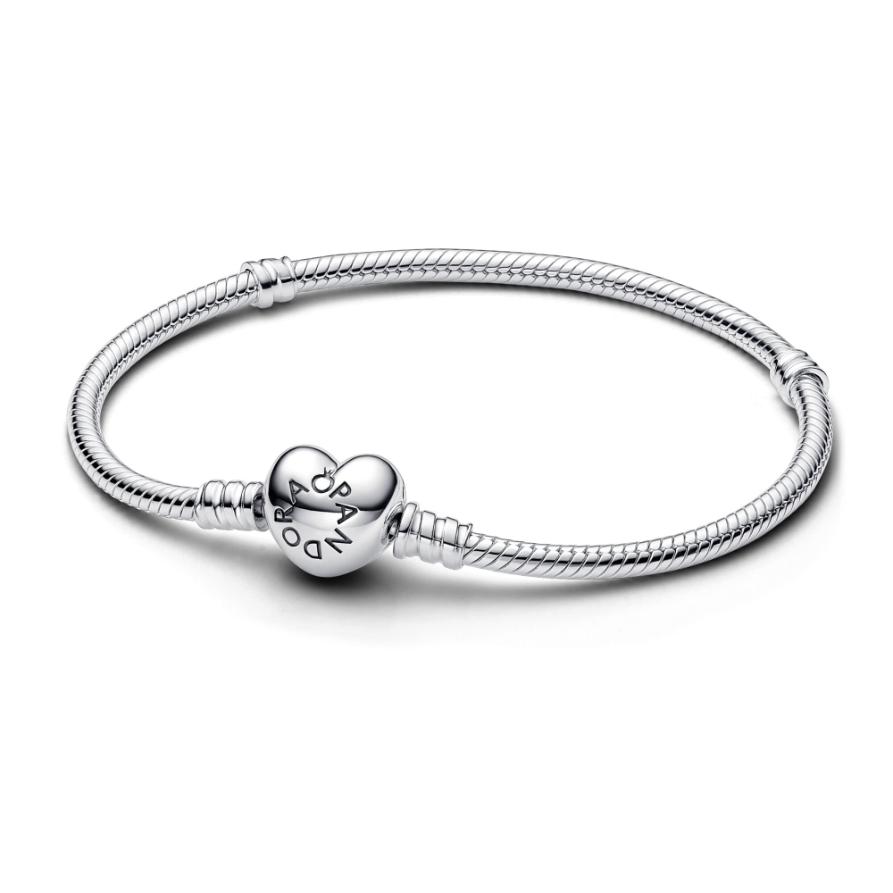 

Браслет Pandora Moments Heart Clasp Snake Chain Bracelet, стерлинговое серебро