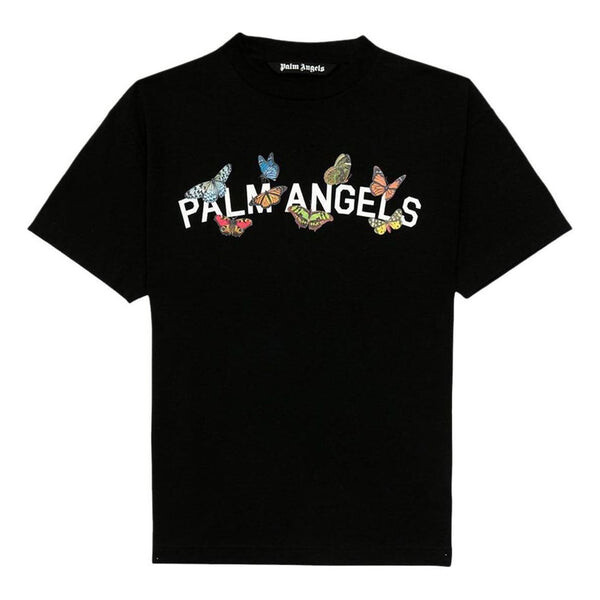 

Футболка butterfly college t-shirt 'black white' Palm Angels, черный