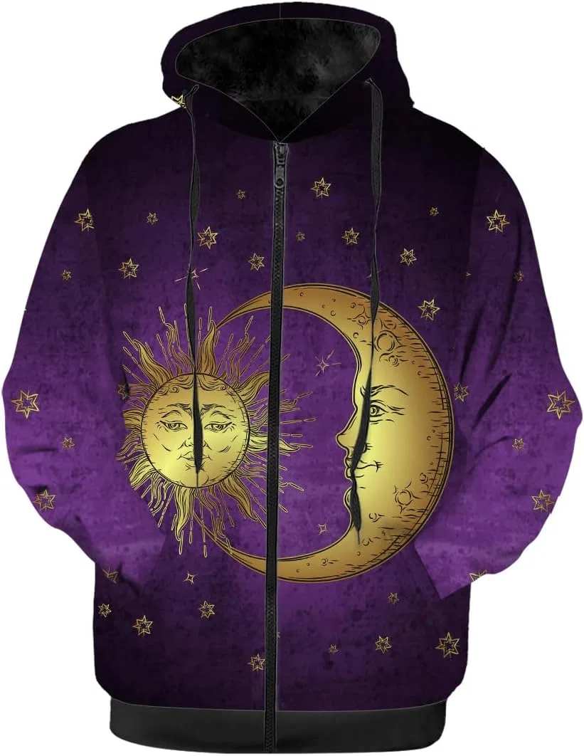 Куртка Sun and Moon для женщин и мужчин, зимняя теплая толстовка на молнии с флисовой подкладкой