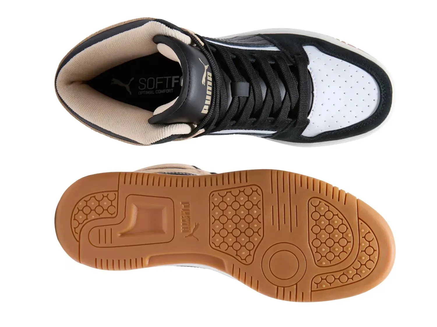Высокие кроссовки - женские Puma, Black/White/Beige — фото 3