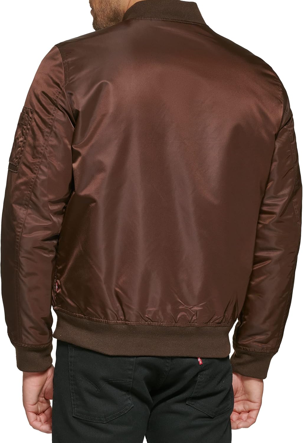 Легкая мужская куртка-бомбер Levi's MA-1 Flight на молнии, Dark Brown Ma-1 Filled — фото 4