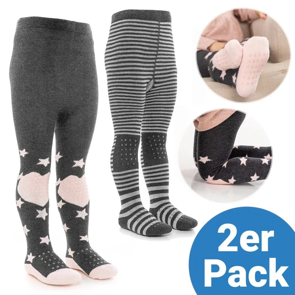 Колготки для ползания 2er Pack, LaLoona, серый, розовый