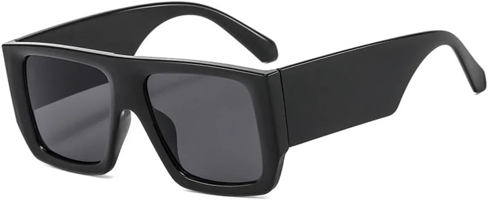 

Популярные модные квадратные цветные солнцезащитные очки для женщин в стиле ретро с широкими дужками, солнцезащитные очки UV400 для мужчин MUTYNE, Black Gray