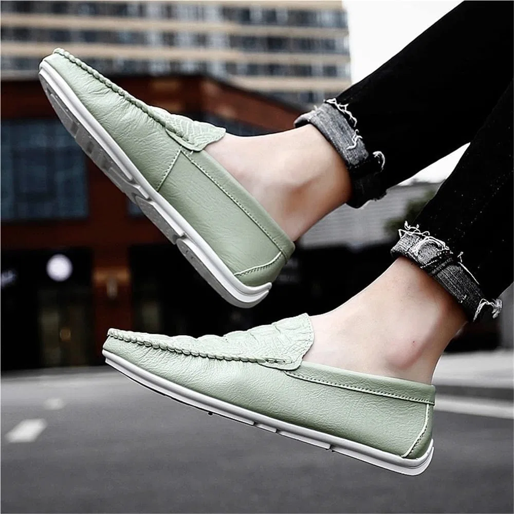 Лоферы с крокодиловым принтом, Men's Vegan Leather Loafers, Green DHFIRUFSHLO — фото 2