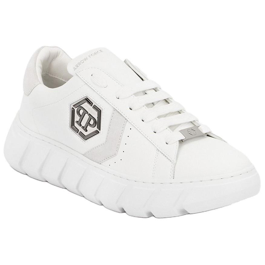 PHILIPP PLEIN Кроссовки Casual низкие на платформе из коровьей кожи Unisex White — фото 4