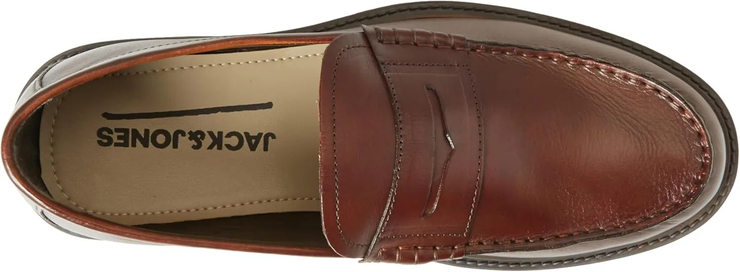 Мужские кожаные лоферы JACK & JONES Jfwtim Hi Shine, Cognac — фото 3