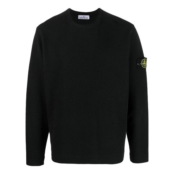 

Толстовка ribbed fleece sweatshirt 'black' Stone Island, черный