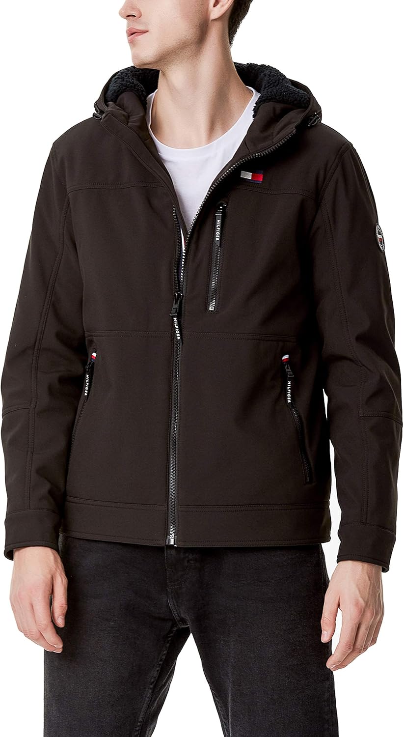 

Мужская спортивная куртка Tommy Hilfiger Soft Shell с подкладкой из шерпы, Black Tech
