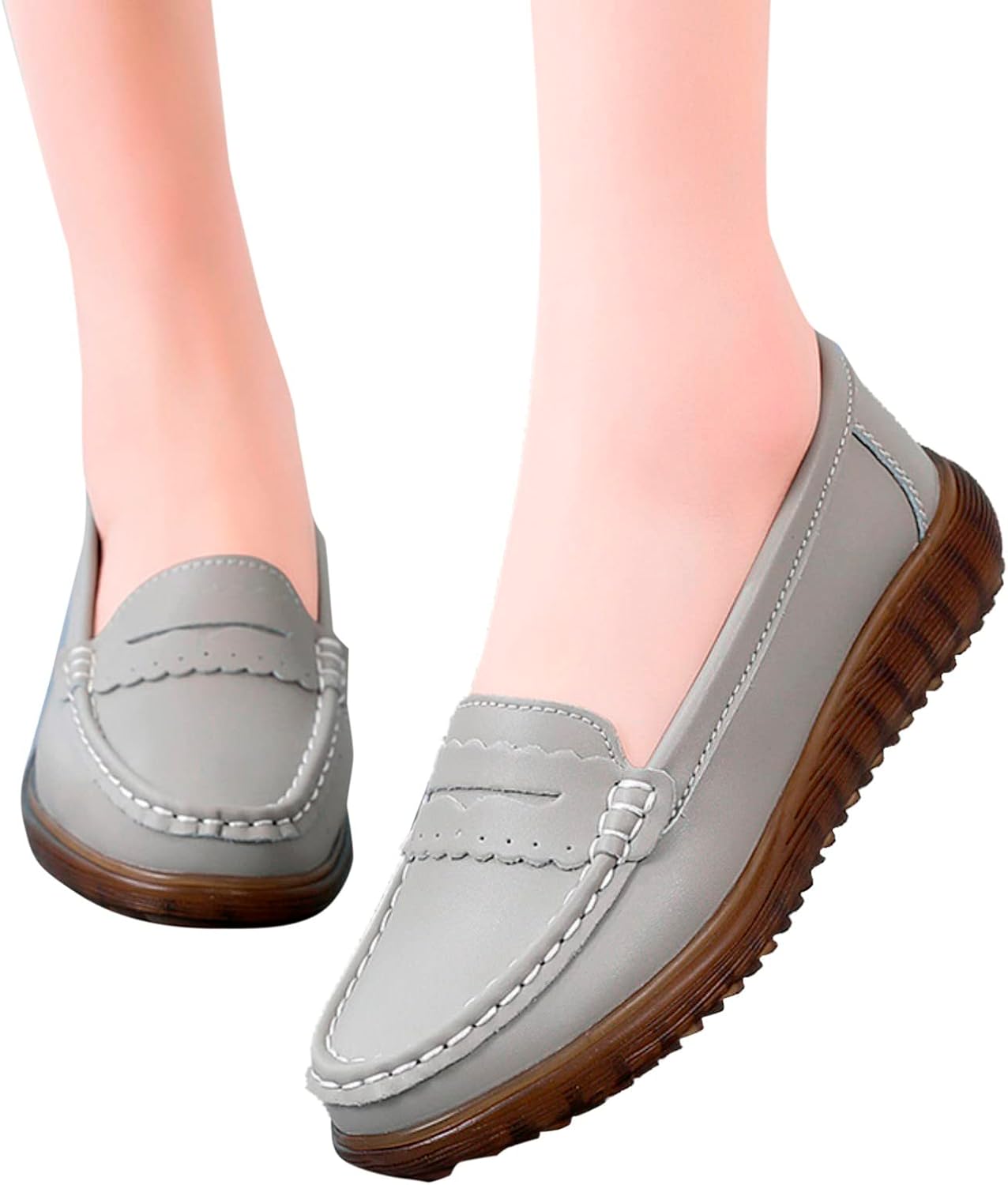 

Женские лоферы Hbeylia Retro Slip On, модные повседневные туфли с крупной пуговицей, дышащая ткань, нарядные туфли-оксфорды, удобные балетки для работы, для медсестры, серый