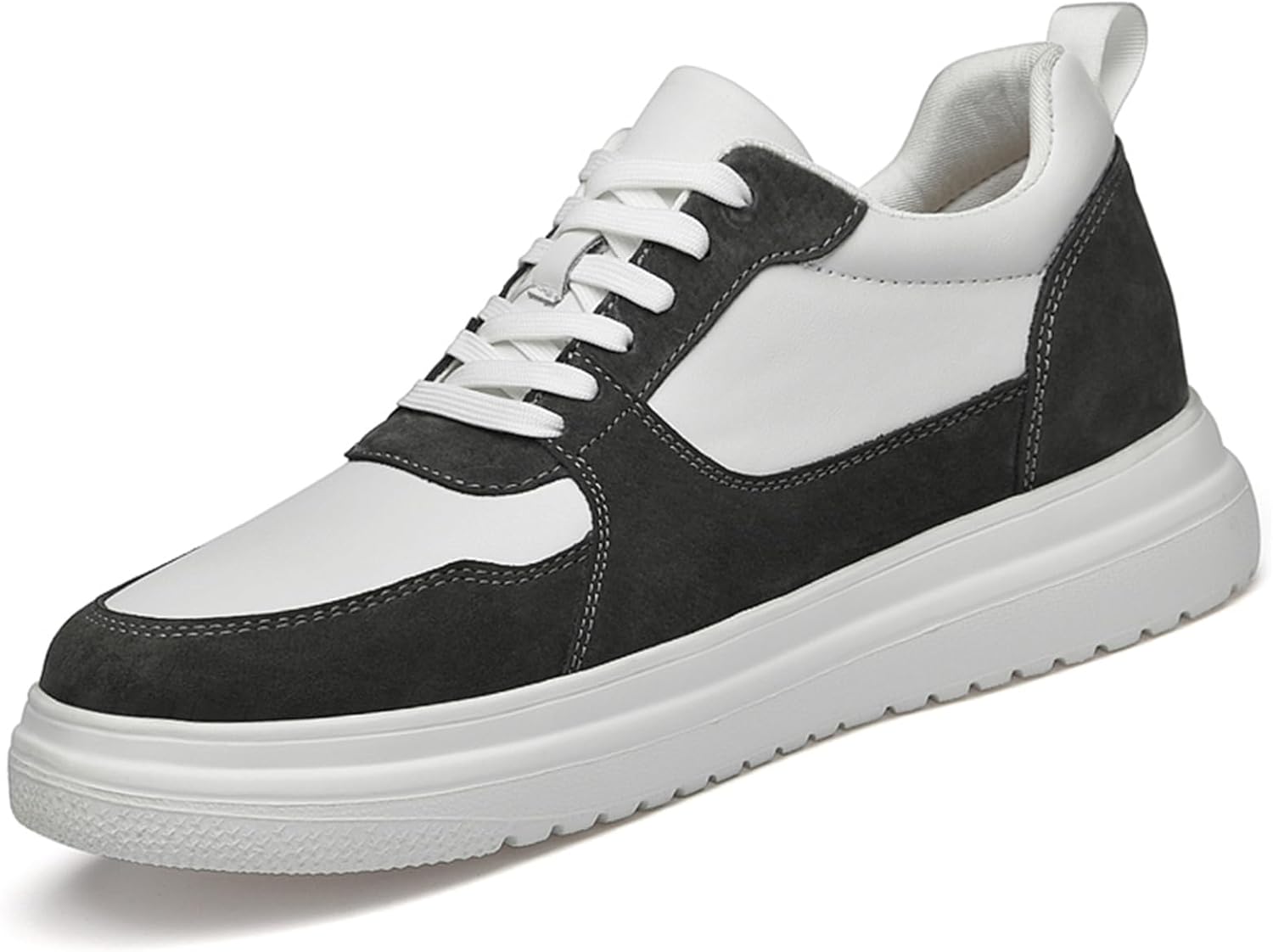 

Мужские невидимые кроссовки из кожи с увеличением роста, классические на шнуровке, на 10 см выше, модные лифтовые туфли, дышащие повседневные кроссовки Optigard, серый