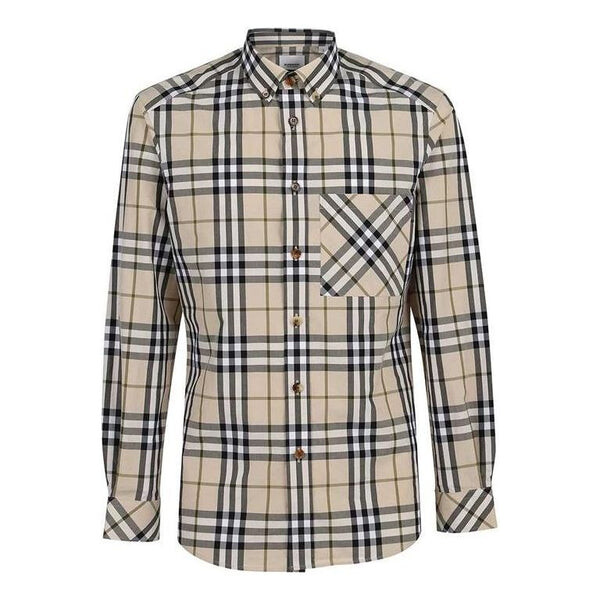 

Рубашка ss21 silk long sleeve shirt men s brown Burberry, коричневый