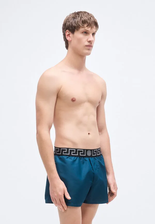 Новые плавательные шорты с логотипом swim Versace, Petrol Blue/Nero/Silver-Coloured — фото 4